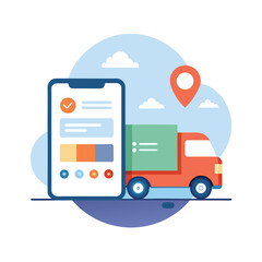 Delivery app interface with truck and progress bar