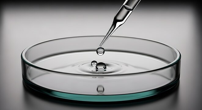 Droplets falling into a petri dish, scientific experiment concept - Powered by Adobe