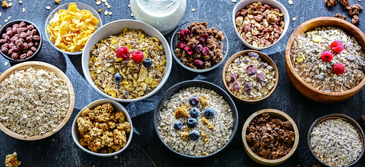 Composition with different sorts of breakfast cereal products