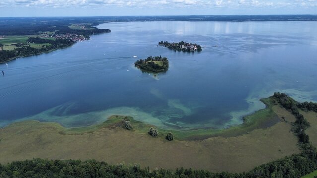 Aerial view of Chiemsee in Bavaria, Germany