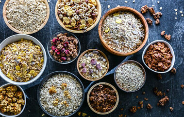 Composition with different sorts of breakfast cereal products