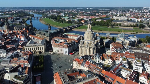 Aerial view of the old town of Dresden, Germany