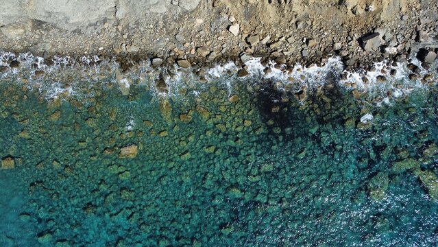Aerial view of a coastline at Rhodes, Greece