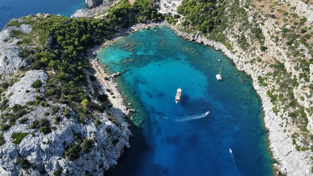 Aerial view of a bay at Rhodes, Greece