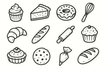 Loaf vector bag pin donut icons essentials icon cupcake piping tart bakery
