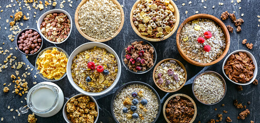 Composition with different sorts of breakfast cereal products