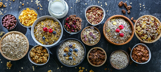 Composition with different sorts of breakfast cereal products