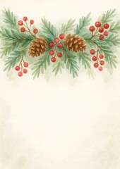 Festive pinecone and berry design.
