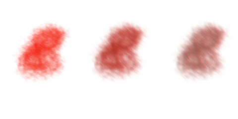 Three abstract red and brown organic shapes against a dark black background with soft glowing light