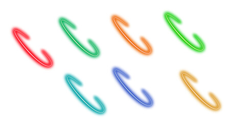 Vibrant neon curved shapes in a spectrum of bright colors against a dark background