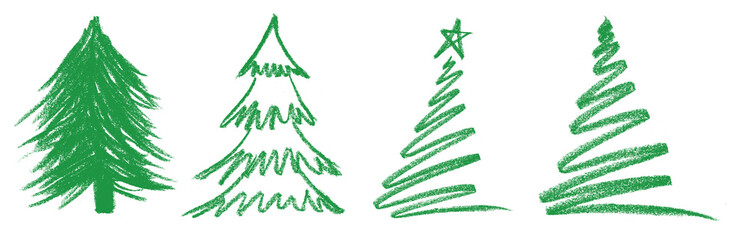 Christmas Tree Crayon Chalk Wax Drawing PNG Transparent