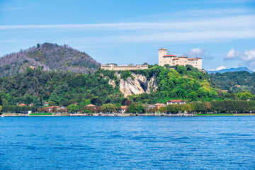 Panoramic view of Stresa, Arona and Lake Maggiore