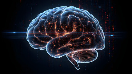 A human brain morphing into digital code, symbolizing the evolution of consciousness through artificial intelligence - 9
