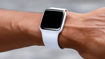 Close-Up of Wearable Health Monitor on Wrist, Minimal Background, Futuristic Wellness Concept
