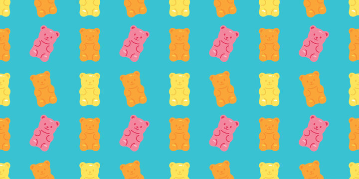 gummy bears cartoon seamless pattern for wallpaper or design element.