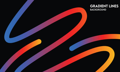 Blue Purple Red Orange Gradient Lines – Abstract Flowing Curves on Black Background