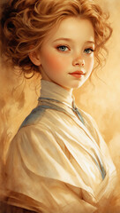 青い目の女　AI生成素材