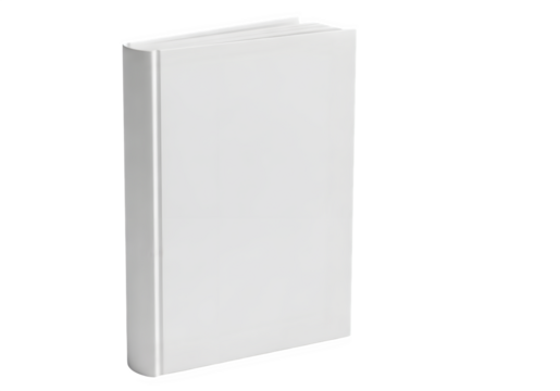 Standing Blank White Hardcover Book Mockup Isolated on Transparent Background PNG for Cover Design
