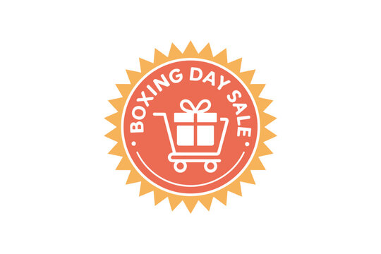 Boxing Day sale graphic with a shopping cart and gift box.