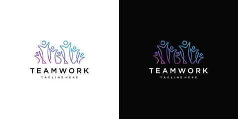 People logo design template. Teamwork people logo	
