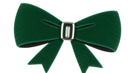 a green ribbon bow gift object design on transparent background