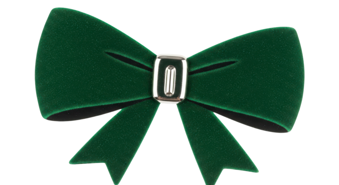 a green ribbon bow gift object design on transparent background - Powered by Adobe