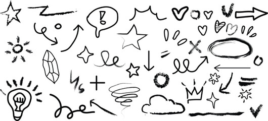 Obraz premium Diverse Hand Drawn Doodle Icons and Symbols on White Background sketch drawing