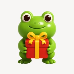 Obraz premium Cute frog holding gift