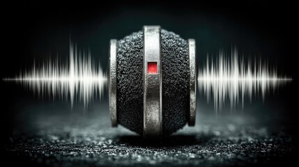 Audio control knob with sound waves, a visual representation of sound.