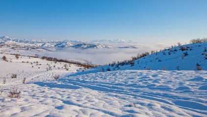 Snow view from the rural area of ​​Anıt&ccedil;ınar (Coşik) village in Mazgirt district of Tunceli.