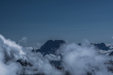 Panoramic view from the Dolomite Terrace of the Dolomites in South Tyrol, Italy.