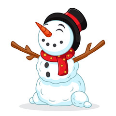 cartoon little snowman wearing a scarf