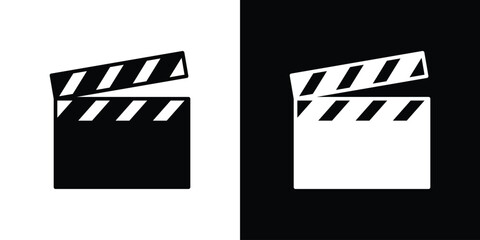 Obraz premium Film clapperboard icon solid style collection. flat style symbols