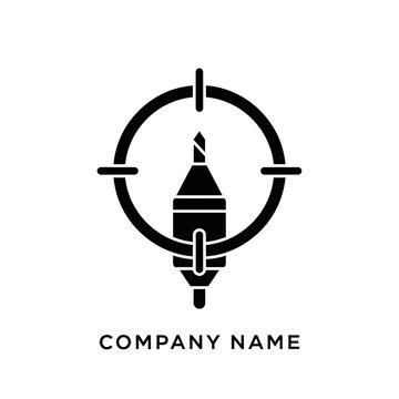 Drill bit in crosshairs logo symbol.