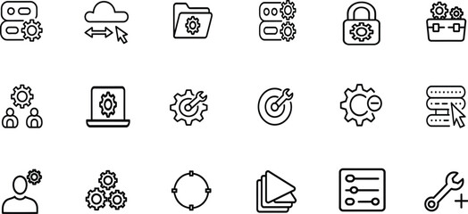 Editable Vector Icon Set of Settings and Configuration Controls – Options, Preferences, and System Management Symbols