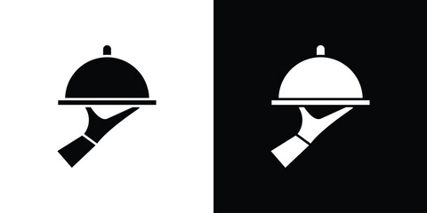 Hand holding tray icon solid style collection. flat style symbols