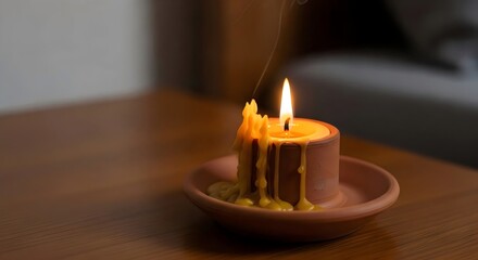 Natural terracotta beeswax candle holder close-up for eco-conscious wholesome home accessories