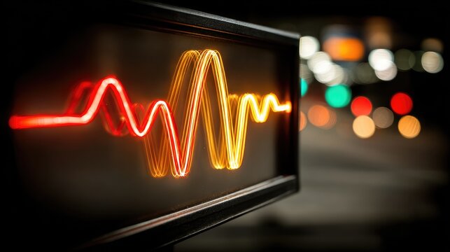 Vibrant Electronic Waveform Displaying Data Visualization in Focus.