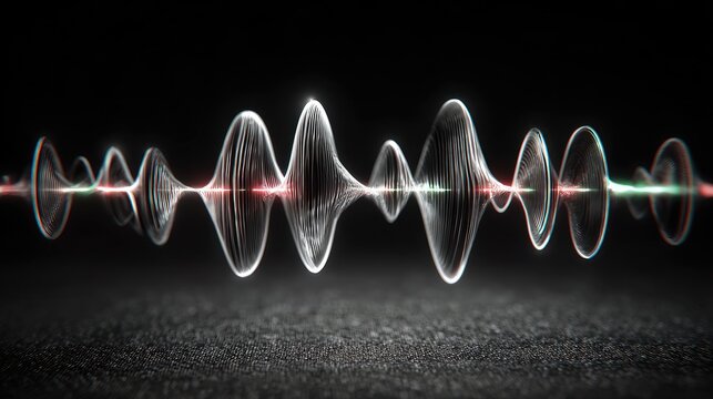 Visual representation of sound waves in a dark environment.