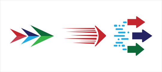 fast moving arrows indicating direction and speed vector icon 