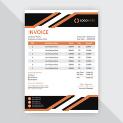 Professional corporate business invoice design with abstract geometric shapes, Print accounting or finance documents ready for payments and budgeting. Modern and creative office invoice template