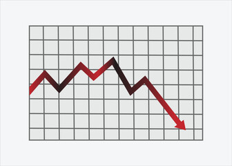 recession Economy Down Chart Design With Red and black gradient Arrow icon