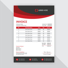 Professional corporate business invoice design with abstract geometric shapes, Print accounting or finance documents ready for payments and budgeting. Modern and creative office invoice template