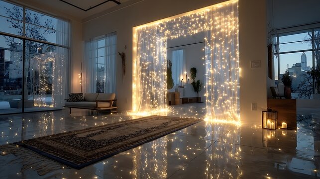 Captivating evening celebration with fairy tale lights high resolution picture