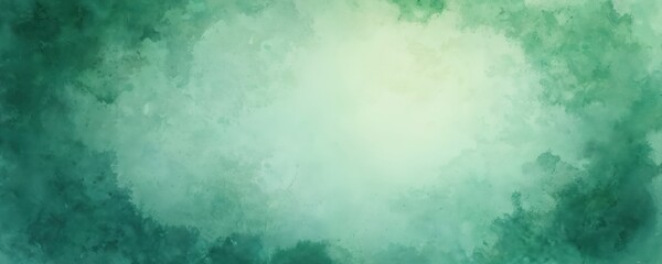 Obraz premium Abstract watercolor background with soft green colors and textured grunge effect. Painted artistic banner for web design or print usage. Artistic backdrop for various creative projects.