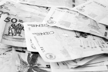 Obraz premium Colombian Money - Business and Finance Concept (black and white)