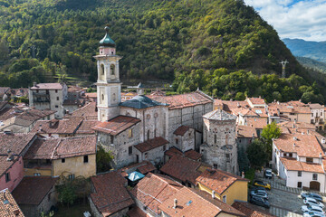 Aerial view of Garessio, listed as one of the most beautiful Italian villages, Piedmont region, Italy © Francesco Bonino