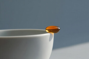 closeup view of droplet of coffee resting on edge of pristine white cup light beautifully