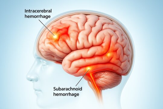 Intracerebral and Subarachnoid Hemorrhage Brain Bleeding 3D Diagram