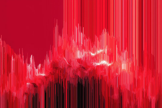 Vertical red glitch lines forming abstract waveform - Powered by Adobe